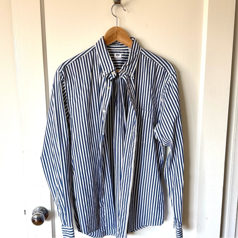 Uniqlo Navy and White Striped Shirt